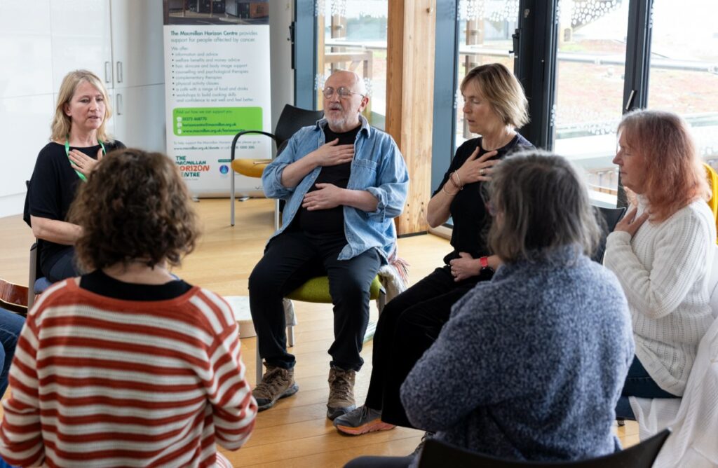 People in a speech therapy group sitting in a circle